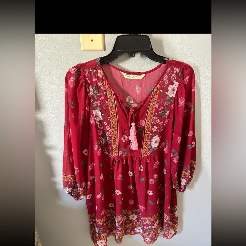 Wayward Fancies Boho Tassel Front Multicolor Dress Size Large